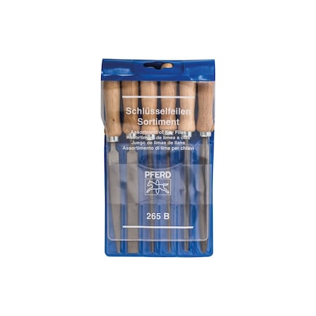 Pferd 4" Key File Set, Wooden Handles - 6 Pieces, Second Cut 17012